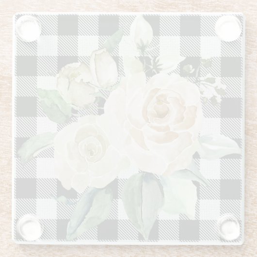 ファームハモダンウス白黒バッファロープレイドフローラ ガラスコースター (裏面)