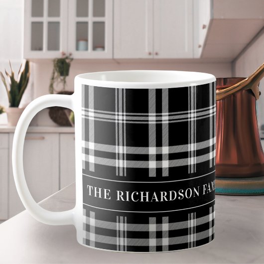 ファームハモダンウス白黒プレイドカスタム コーヒーマグカップ