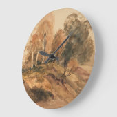 ファームハモダンウス秋秋の風景絵を描ズ ラージ壁時計 (傾斜)