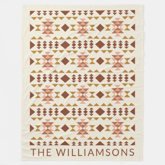 ファームハモダンウス素朴テラコッタジオメトリック名 フリースブランケット (正面)