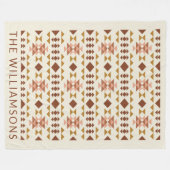 ファームハモダンウス素朴テラコッタジオメトリック名 フリースブランケット (正面(横))