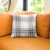 ファームハモダンウス素朴ブルーオレンジタータンチェックプレイド クッション