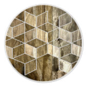 ファームハモダンウス茶色の木幾何学模様 セラミックノブ (正面)