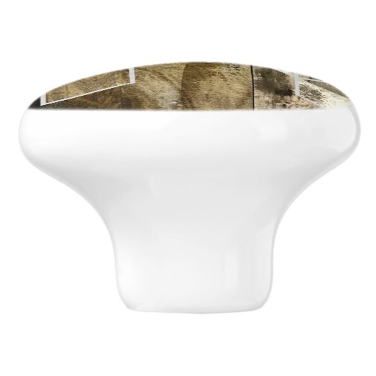 ファームハモダンウス茶色の木幾何学模様 セラミックノブ (側面)