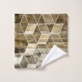 ファームハモダンウス茶色の木幾何学模様 バスタオルセット (ウォッシュタオル)