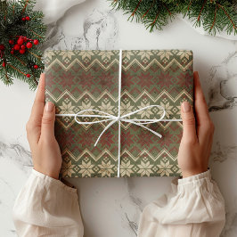 ファームハモダンウス雪片パターン ラッピングペーパー