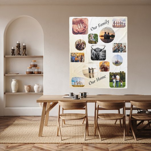 ファームハモダンウス13フォトコラージファミリー フリースブランケット