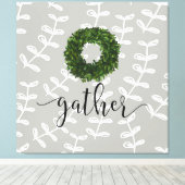 ファームハモダンウス「収集」スクリプトBoxwoodリース キャンバスプリント (インサイチュ (ウッドフロア))