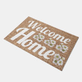 ファームハモダンウスburlapナチュラルフラワー恋人文字 ドアマット (アングル)