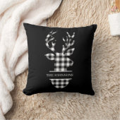 ファームハモノグラムのウス黒白の格子毛ディアー クッション (ブランケット)