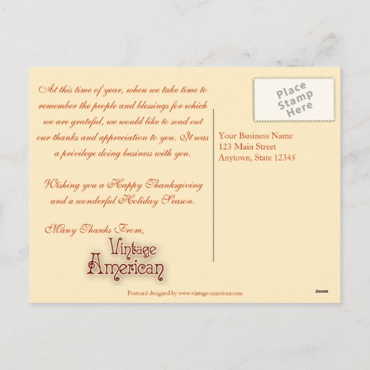 ファームハーベストカスタムビジネス感謝祭はがき シーズンポストカード (裏面)