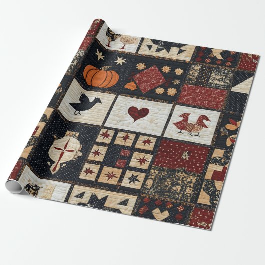 ファームハ初期のウスアップリケ&ジオメトリック ラッピングペーパー (アンロールド)