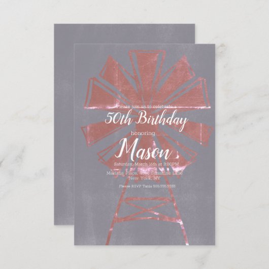 ファームハ素朴ウインドミル50th誕生日 招待状 (正面/裏面)