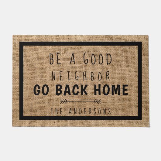 ファームハ素朴ウスおもしろいバーラップは良い隣人になる ドアマット (正面)