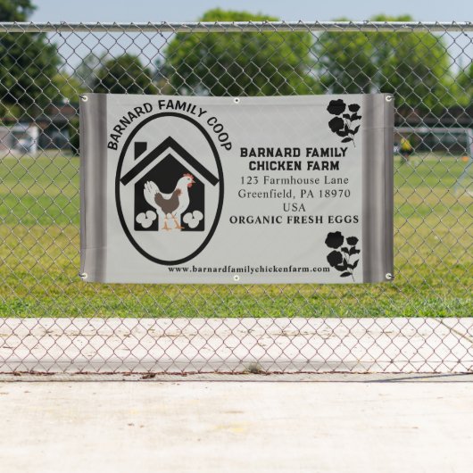 ファームハ素朴ウスオーガニックフレッシュエッグズチキングレー 横断幕 (インサイチュ)