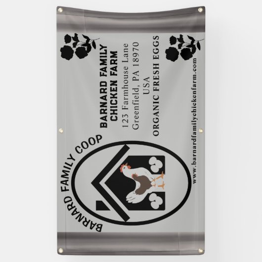ファームハ素朴ウスオーガニックフレッシュエッグズチキングレー 横断幕 (縦)