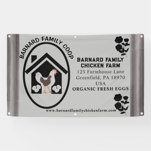 ファームハ素朴ウスオーガニックフレッシュエッグズチキングレー 横断幕 (横)