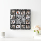 ファームハ素朴ウスカスタムフォトコラージュ スクエア壁時計 (ホーム)