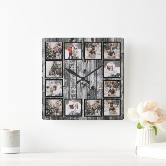 ファームハ素朴ウスカスタムフォトコラージュ スクエア壁時計 (ホーム)