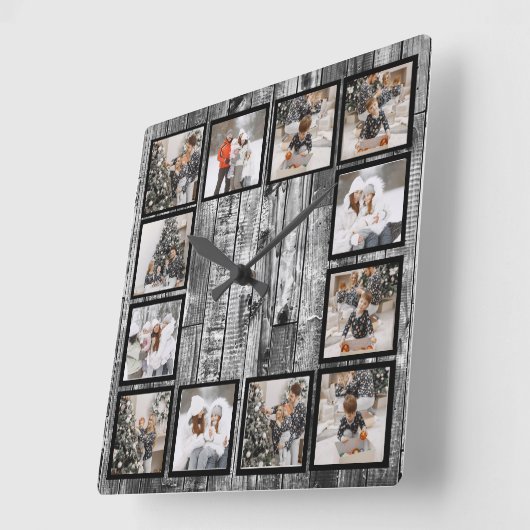 ファームハ素朴ウスカスタムフォトコラージュ スクエア壁時計 (傾斜)