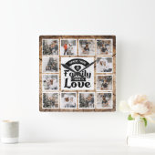 ファームハ素朴ウスカスタムフォトコラージュ スクエア壁時計 (ホーム)