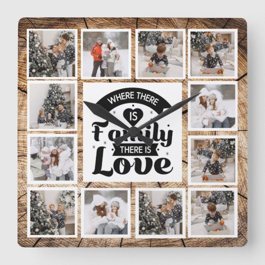 ファームハ素朴ウスカスタムフォトコラージュ スクエア壁時計 (正面)