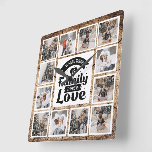 ファームハ素朴ウスカスタムフォトコラージュ スクエア壁時計 (傾斜)