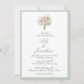 ファームハ素朴ウスカントリーチェックとフローラ結婚ズ 招待状 (正面)