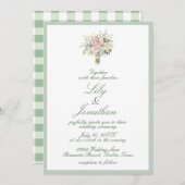 ファームハ素朴ウスカントリーチェックとフローラ結婚ズ 招待状 (正面/裏面)