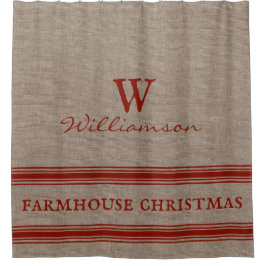 ファームハ素朴ウスクリスマスチキングストライプ シャワーカーテン