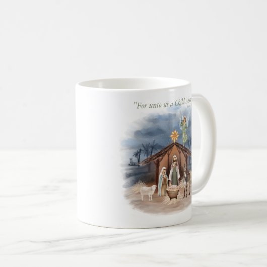 ファームハ素朴ウスクリスマス伝統的出生 コーヒーマグカップ (正面右)