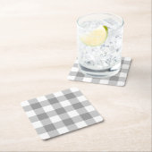 ファームハ素朴ウスグレーバッファローチェックプレイド スクエアペーパーコースター (インサイチュ)