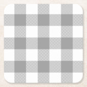 ファームハ素朴ウスグレーバッファローチェックプレイド スクエアペーパーコースター (正面)