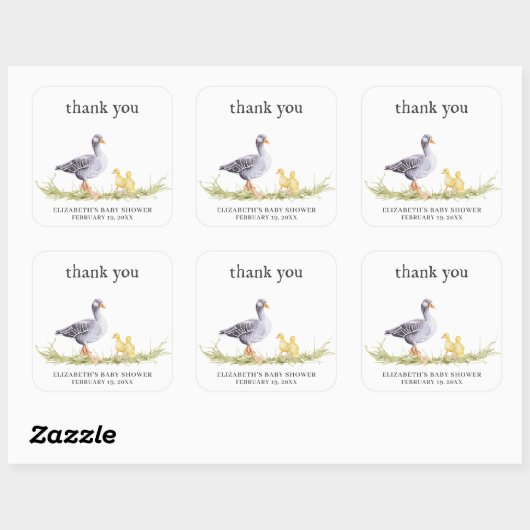 ファームハ素朴ウスグース |赤ちゃんシャワーのお気に入り スクエアシール (シート)