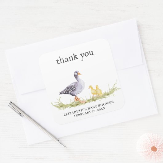 ファームハ素朴ウスグース |赤ちゃんシャワーのお気に入り スクエアシール (封筒)