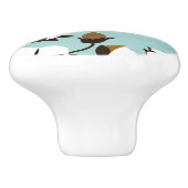 ファームハ素朴ウスコットンフラワーズ&ティール（緑がかった色） セラミックノブ (側面)