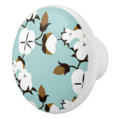 ファームハ素朴ウスコットンフラワーズ&ティール（緑がかった色） セラミックノブ (右)