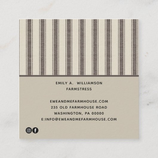 ファームハ素朴ウススタイルシープグレーチキング スクエア名刺 (裏面)