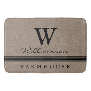 ファームハ素朴ウススタイルバーラップファミリーネームカントリー バスマット
