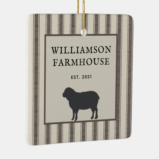 ファームハ素朴ウススタイル羊フォトクリスマス セラミックオーナメント (右)