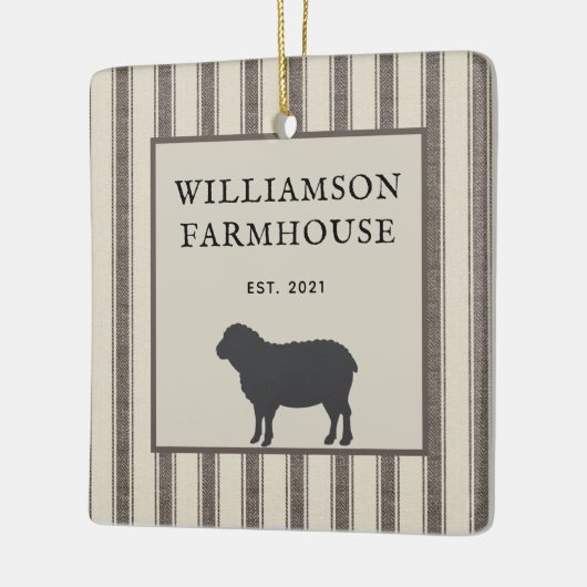 ファームハ素朴ウススタイル羊フォトクリスマス セラミックオーナメント (左)