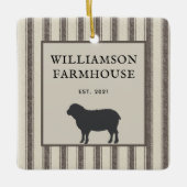 ファームハ素朴ウススタイル羊フォトクリスマス セラミックオーナメント (正面)