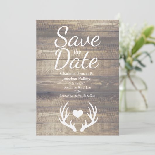 ファームハ素朴ウスディア〔雄ジカの〕枝角結婚ズ セーブザデート (スタンド正面)