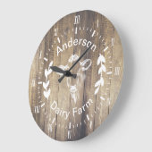 ファームハ素朴ウスデイリーファーム牛&ファミリー名 ラージ壁時計 (傾斜)