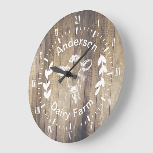 ファームハ素朴ウスデイリーファーム牛&ファミリー名 ラージ壁時計 (傾斜)