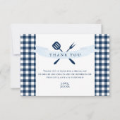 ファームハ素朴ウスネイビーブループレイドBBQブライダルシャワー サンキューカード (正面)