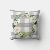 ファームハ素朴ウスバッファローチェックコテージグレーフローラ クッション (正面)