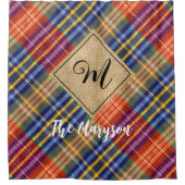 ファームハ素朴ウスバーラッププレイド名モノグラムの シャワーカーテン (正面)