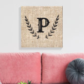 ファームハ素朴ウスバーラップ&ブラックボタニカルローレル キャンバスプリント (インサイチュ (リビング))