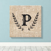 ファームハ素朴ウスバーラップ&ブラックボタニカルローレル キャンバスプリント (インサイチュ (ウッドフロア))